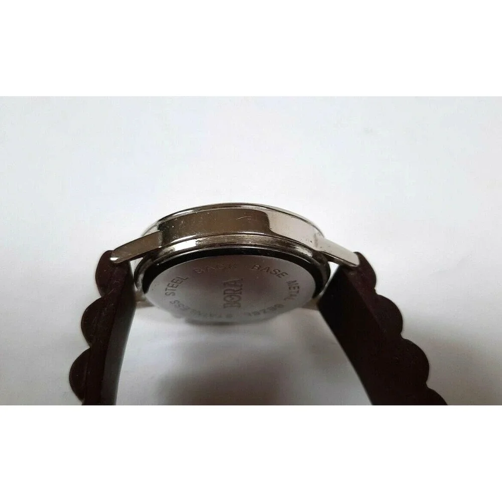 Bora Women's Watch Brown Numbers Silicone‎ Band Quartz Crystal Bezel Pre-owned